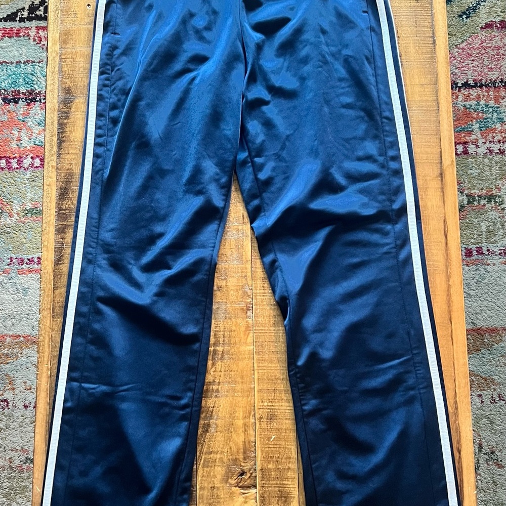 Adidas Navy Blue Track Pants with White Logo